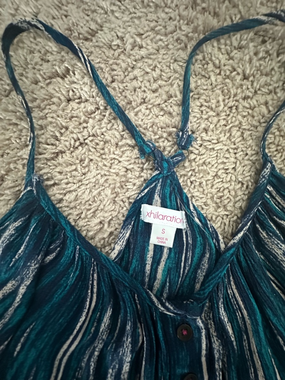 Xhilaration Teal Striped Cropped Wide-Leg Jumpsuit - Picture 5 of 6